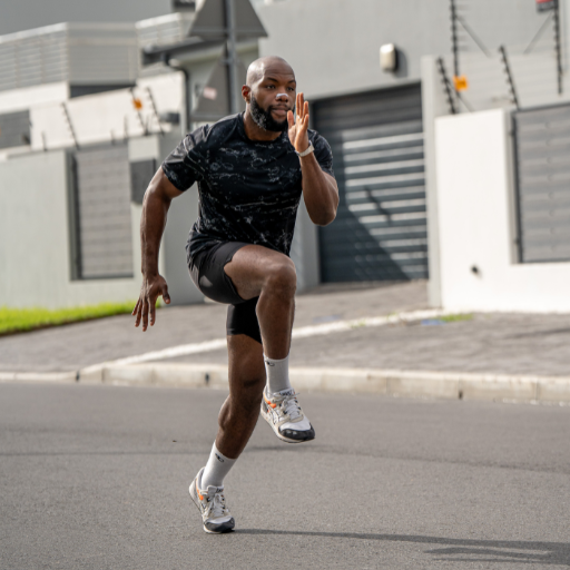 athlete wearing nasal strips while running and sprinting