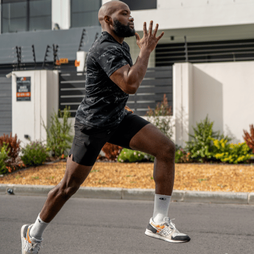 athlete wearing nasal strips while running